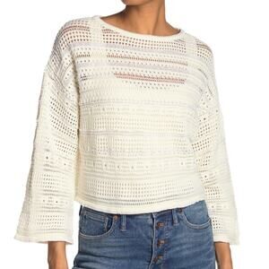 Cotton Emporium Large Boat Neck Pointelle Sweater $58